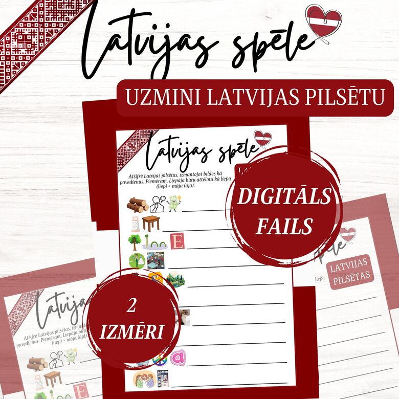 Spēle "Uzmini Latvijas Pilsētu", digitāls PDF fails